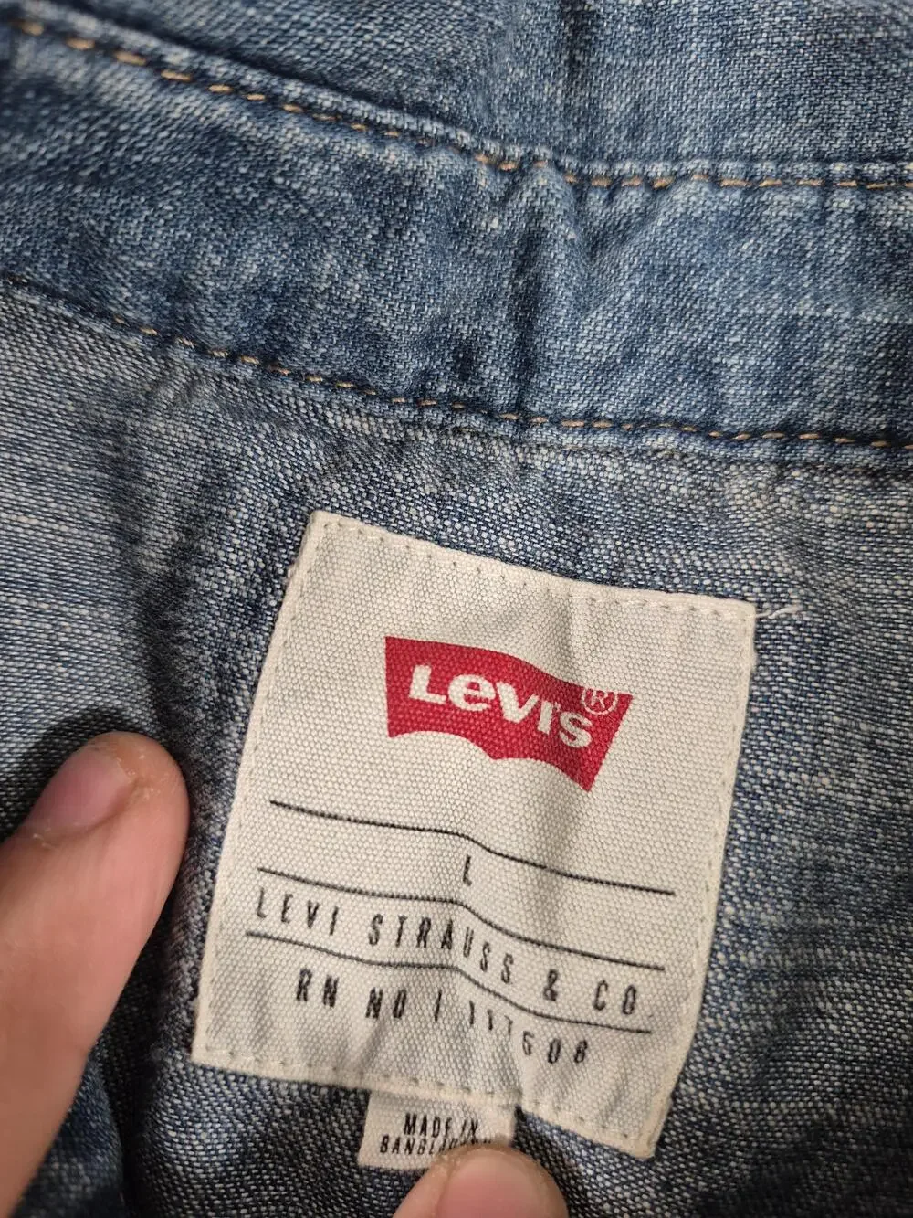 Levi's Men's L Blue Denim Western Pearl Snap Long Sleeve Button-Up Shirt